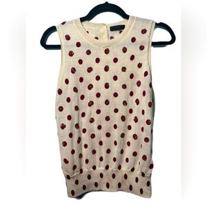• J. Crew Jackie Sequin Polka Dot Sweater Top Cream Maroon